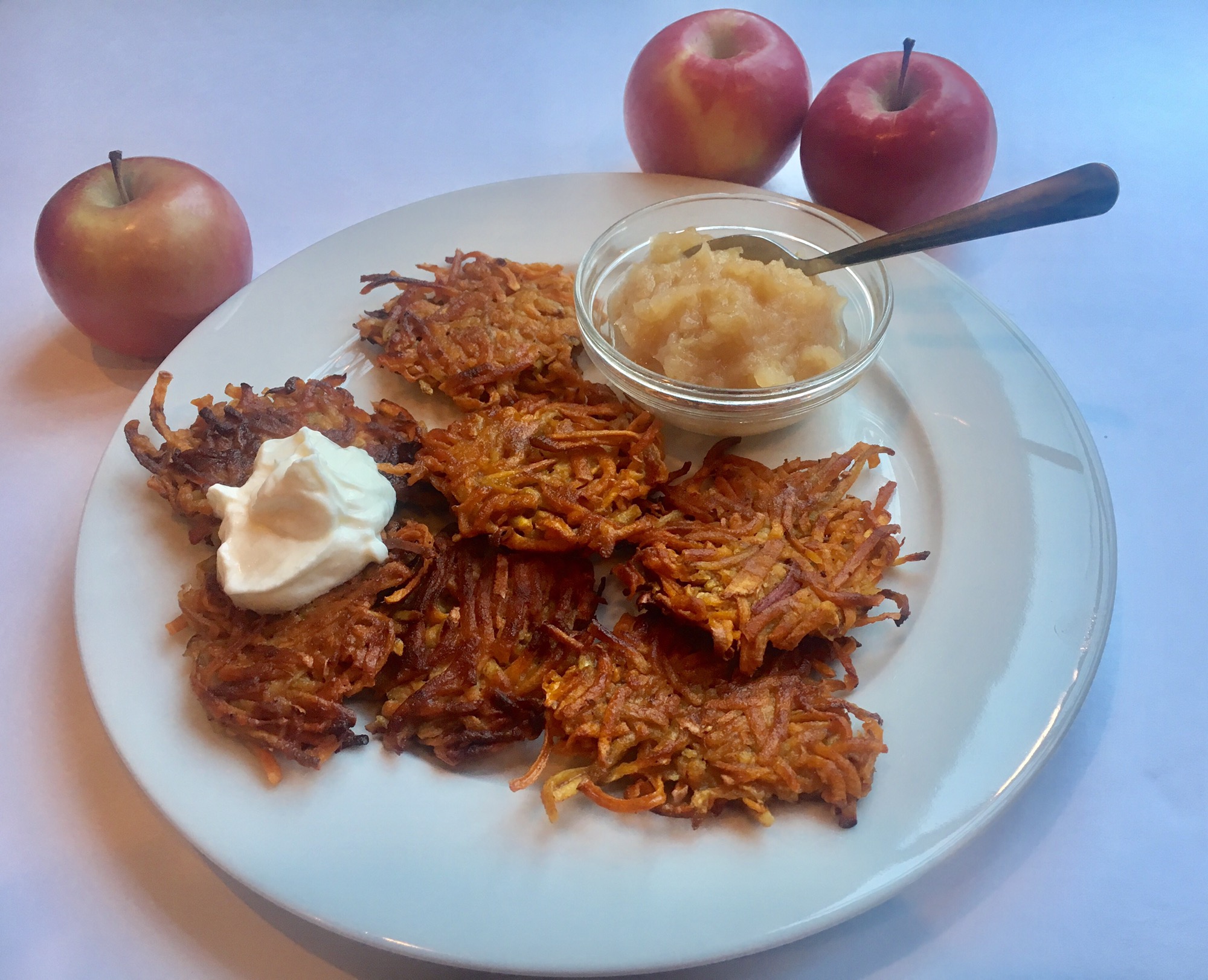 Sweet Potato Latkes and Applesauce Chef Dawn Ludwig